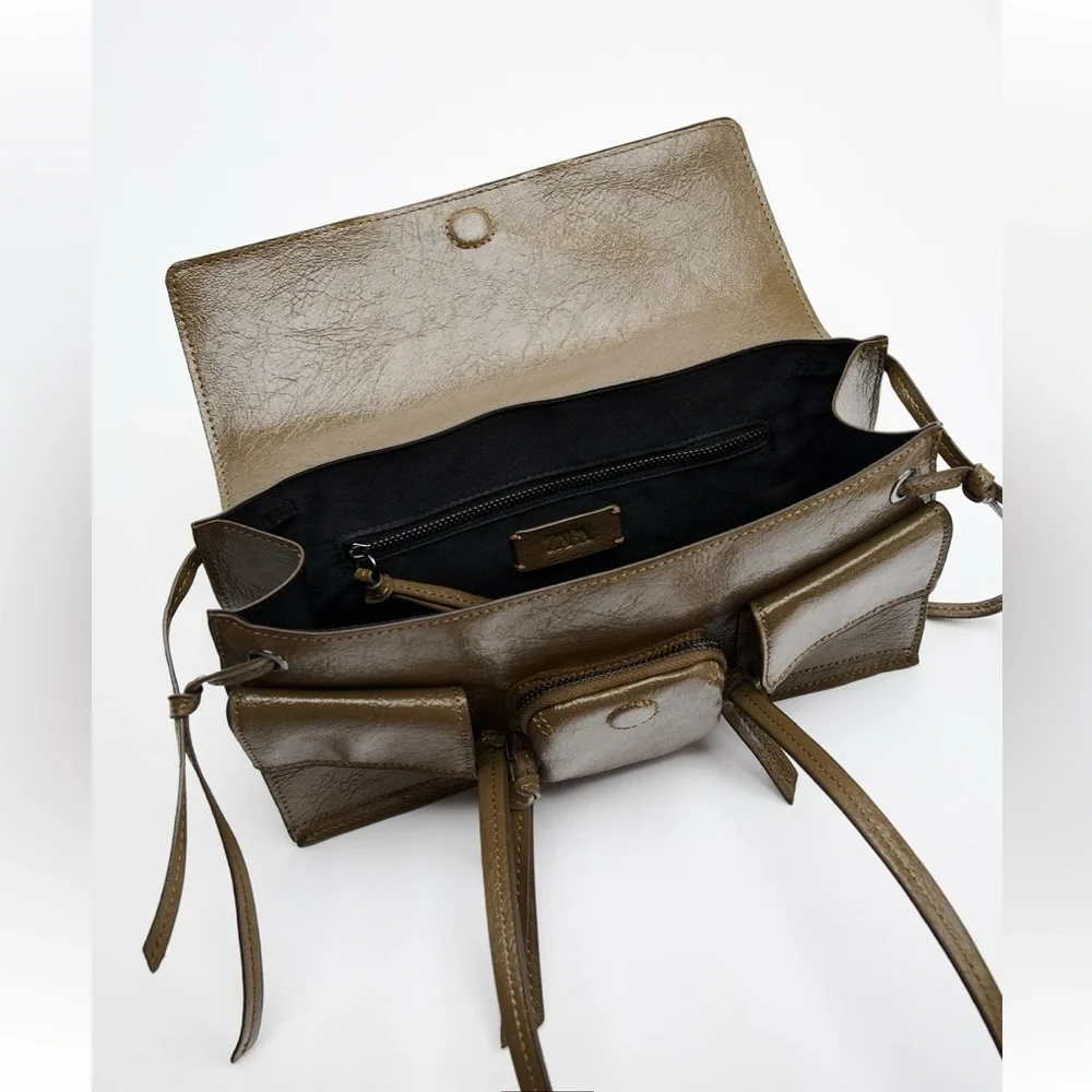 Zara Olive Green Shoulder Bag - Picture 2 of 9